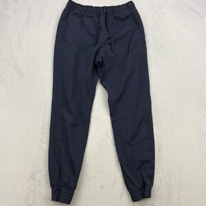 Nike Pants Mens Medium Navy Blue Joggers Cuffed Woven Cotton Nylon Track Swoosh